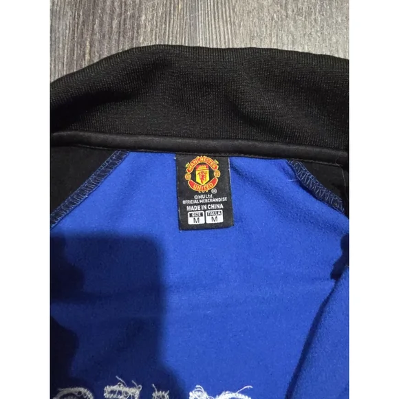 Manchester United Sweat Suit Jacket Men's Medium Black & Blue MUFC Futbol Soccer - Picture 2 of 9